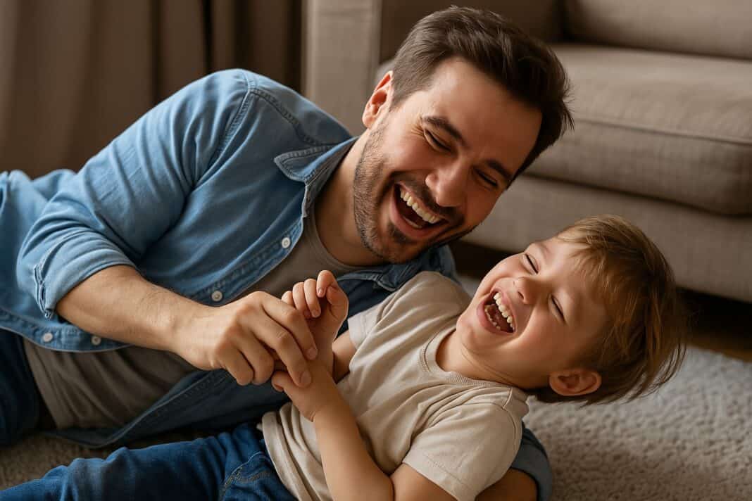 Alleinerziehender Papa genießt die gemeinsame Zeit