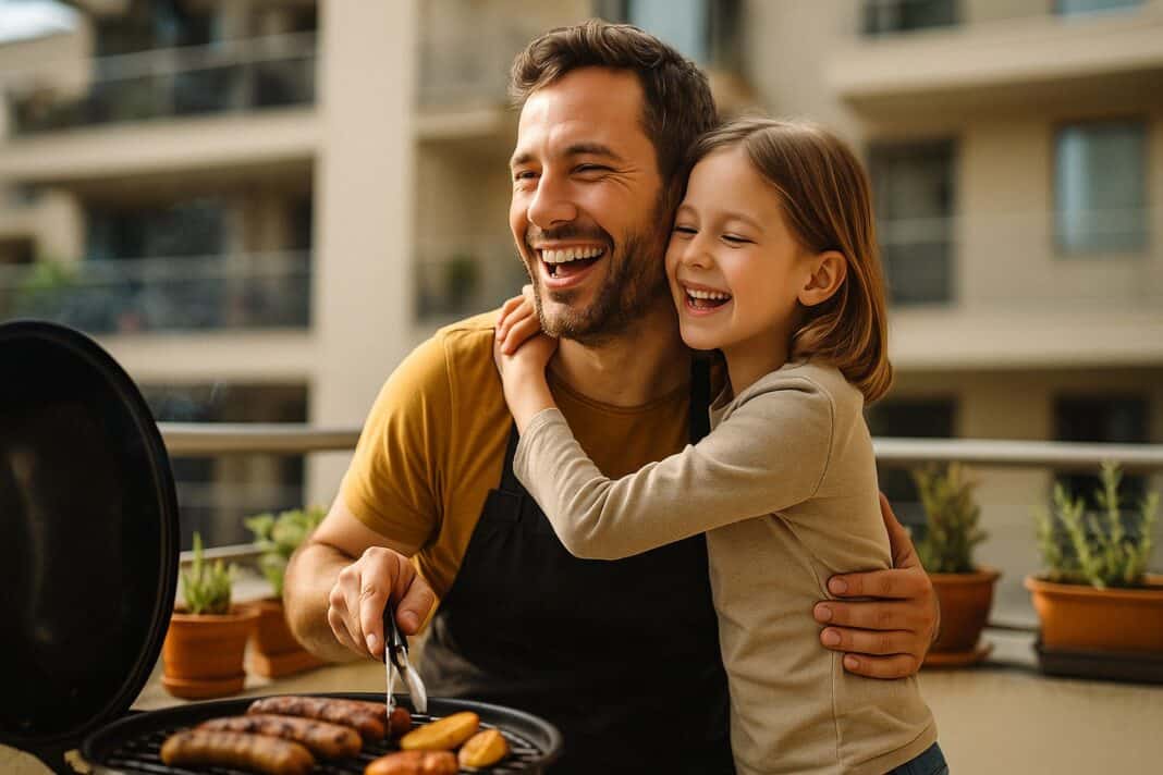 Papa-Glück auf dem Balkon – Lachen, Würstchen und ganz viel Herz