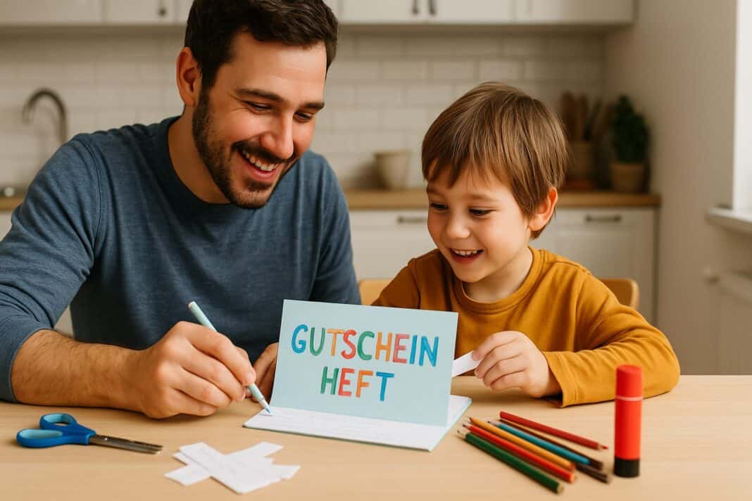 Kreative Papa-Zeit: Gemeinsam ein Gutscheinheft basteln