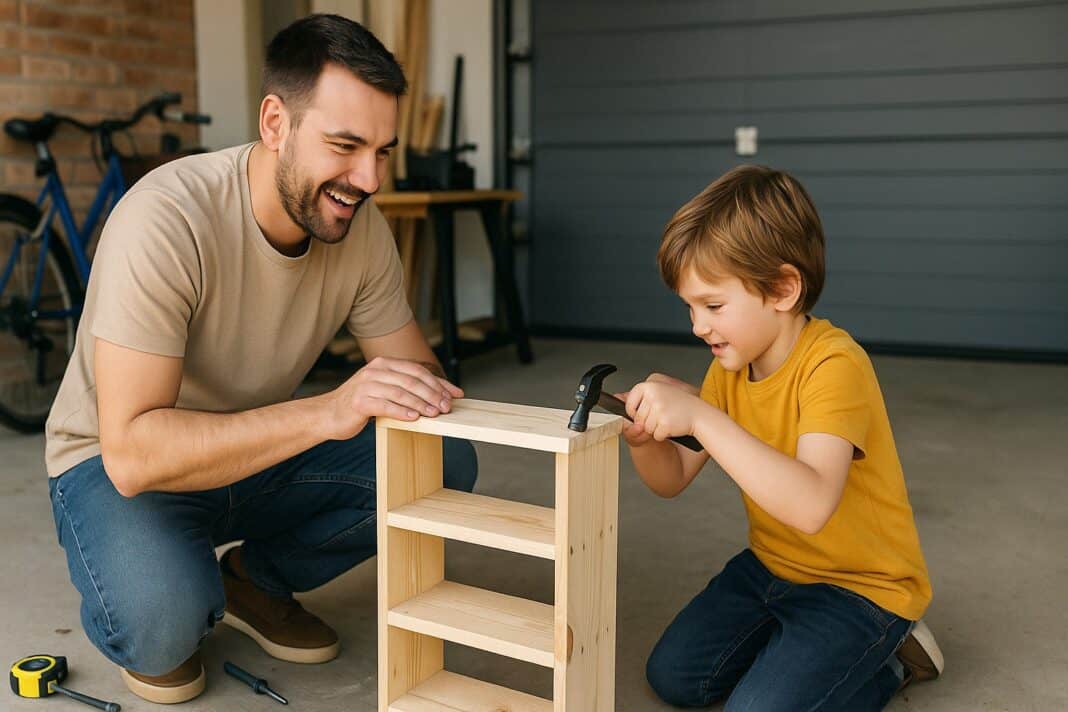 „Papa, ich mach das!“ – Kleine Hände, großer Stolz beim gemeinsamen Bauen in der Garage
