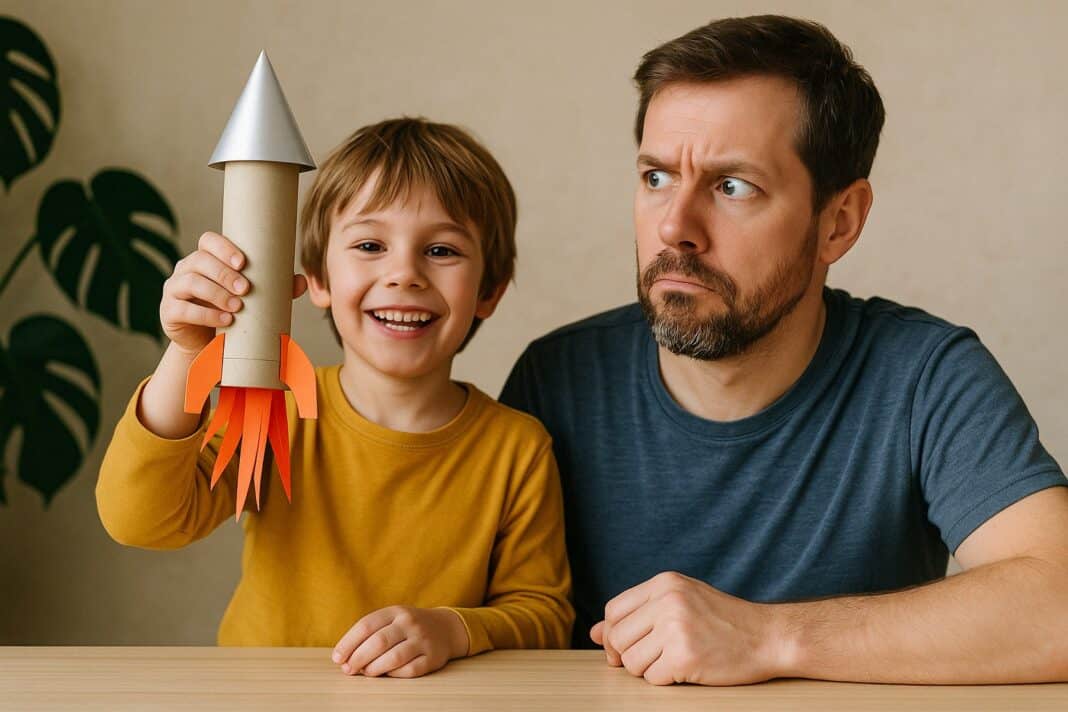 Unsere erste Klorollen-Rakete – fast abgebrannt, aber unvergessen