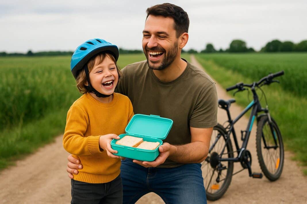 Zwei Helden, zwei Räder, eine Brotdose – Papa-Kind-Pause mitten im Feldweg-Abenteuer