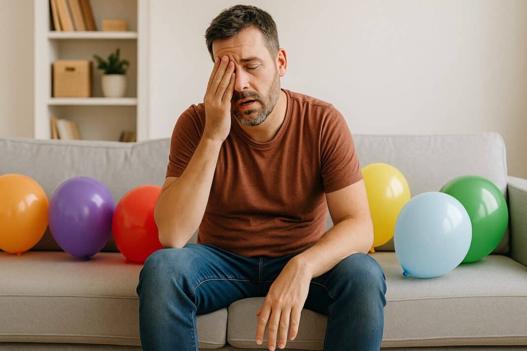 Papa nach dem Kindergeburtstag