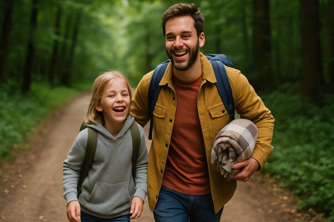 Lachend durchs Leben – Papa und Kind auf Entdeckungstour im Wald