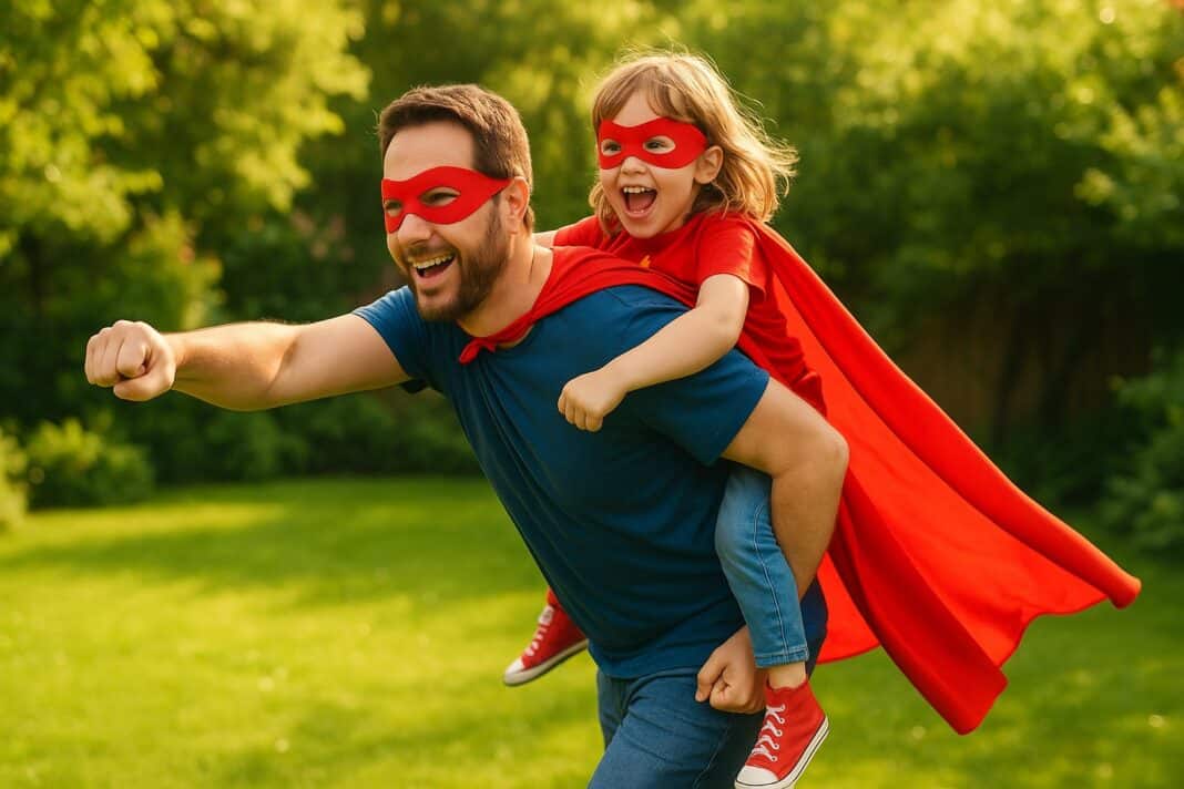 Helden unter sich – Papa und Kind im Superheldenmodus durch den Garten