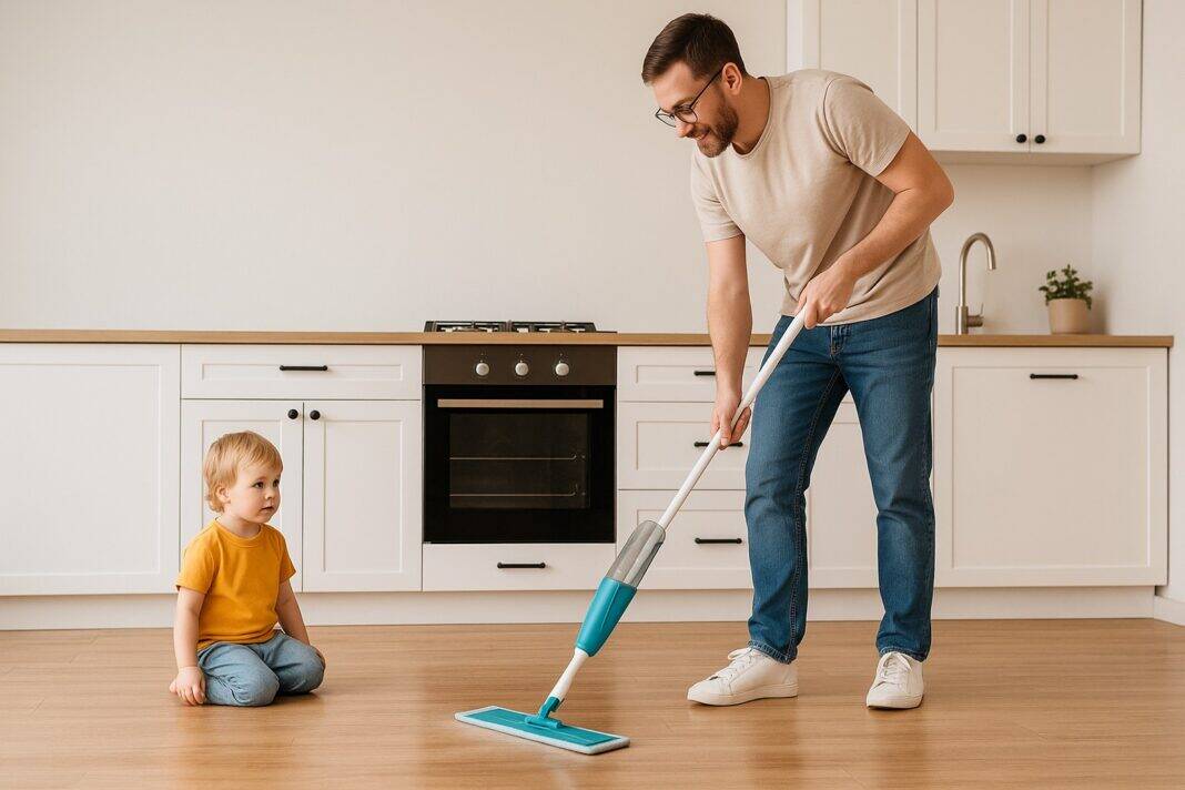 Papa wischt – Kind staunt: Wenn Putzen plötzlich spannend wird