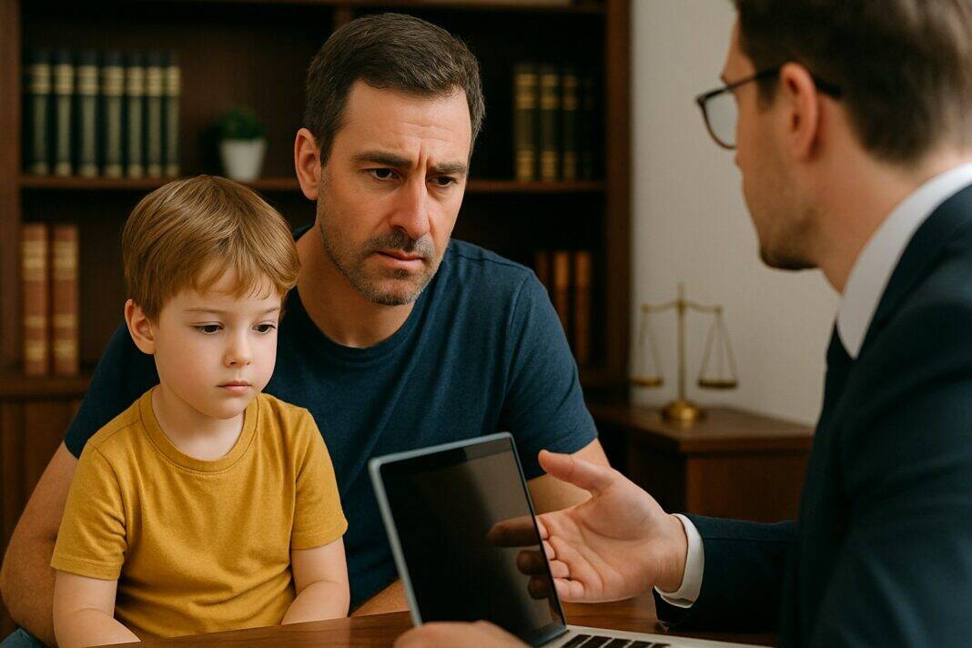 Papa sucht Hilfe beim Anwalt – mit Kind an seiner Seite