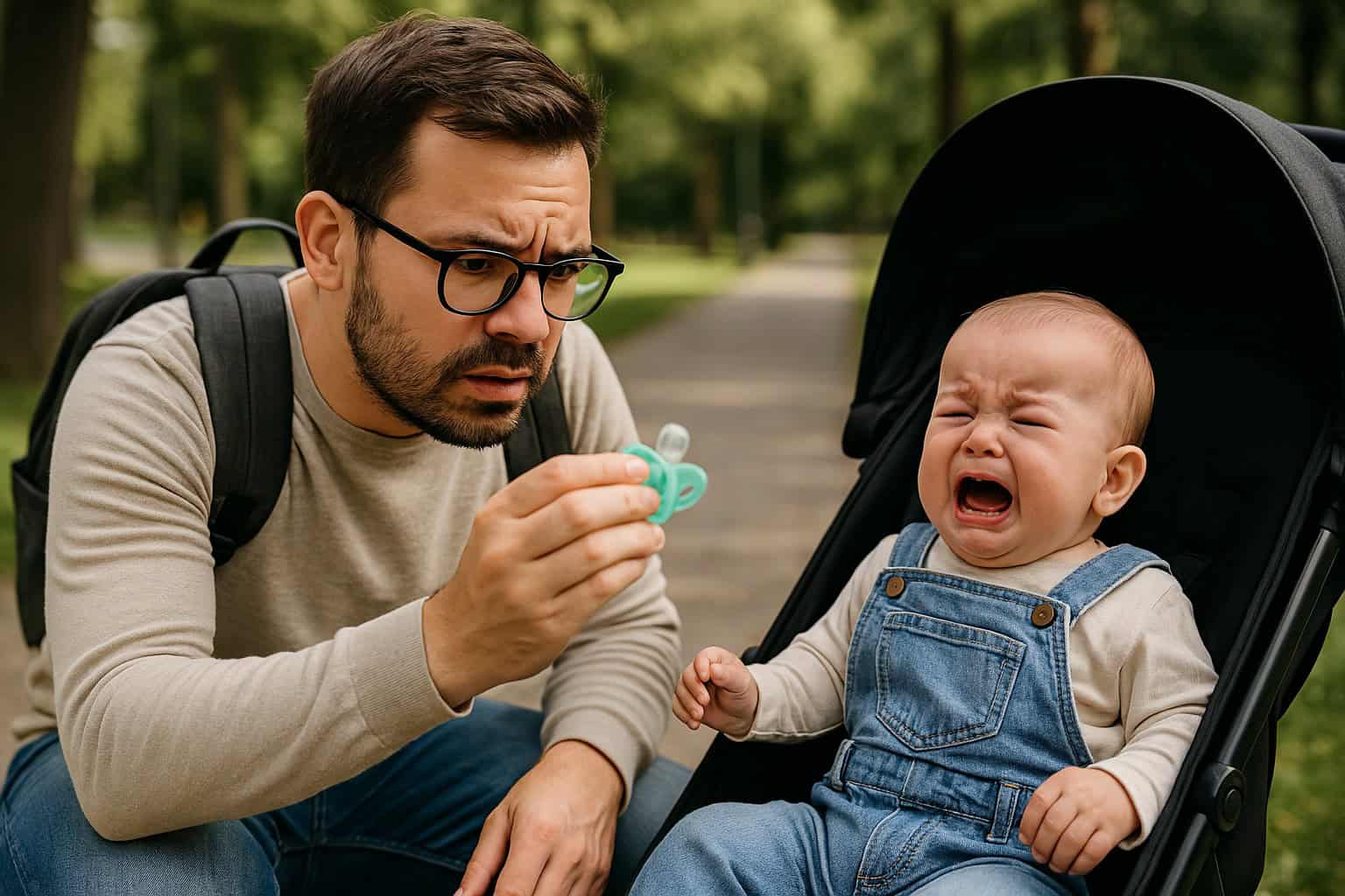 Baby hat den Schnuller verloren