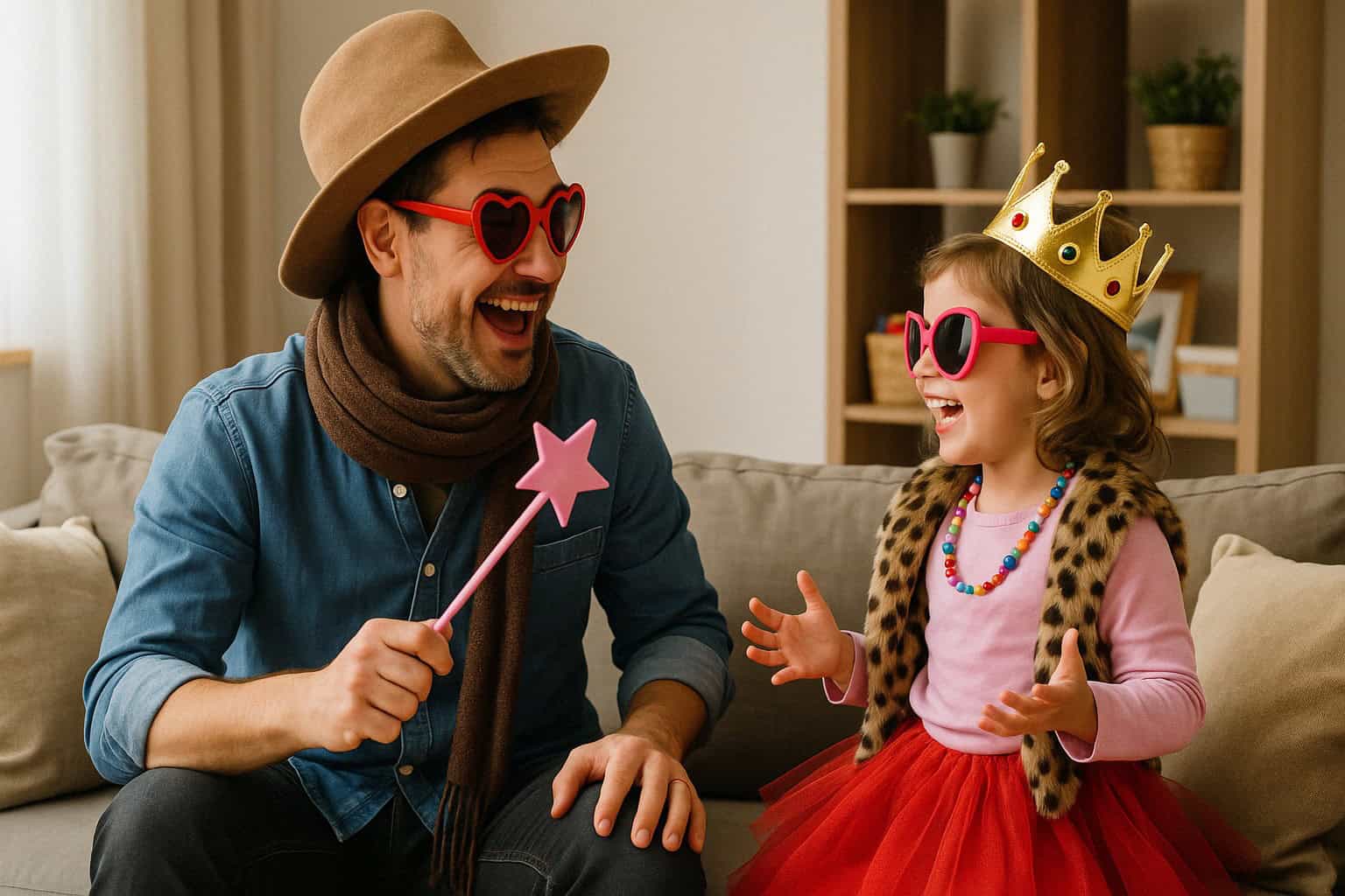 Verkleidungsparty mit Papa – Königliche Lachmomente im Wohnzimmer