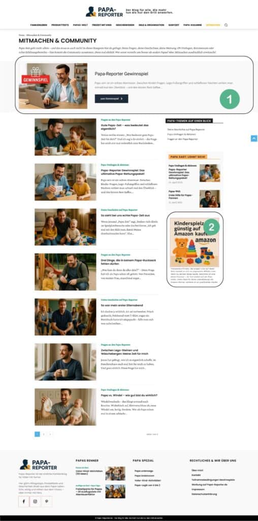 Werbung Kategorie Seiten