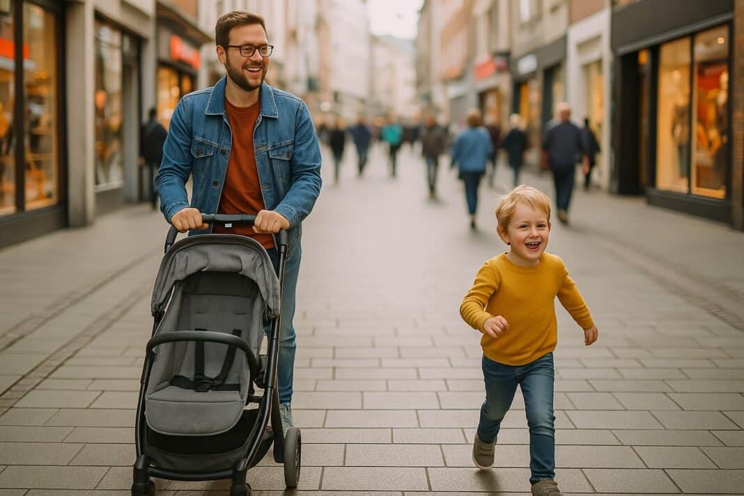 Wenn der Buggy leer bleibt und das Kind vorausflitzt – Stadtbummel à la Papa