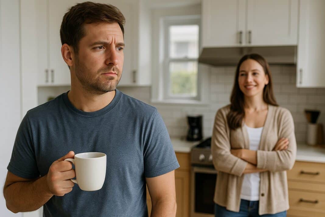 Kaffee in der Hand, Fragezeichen im Kopf – Papa ahnt, dass ‚Mach, wie du willst‘ mehr bedeutet