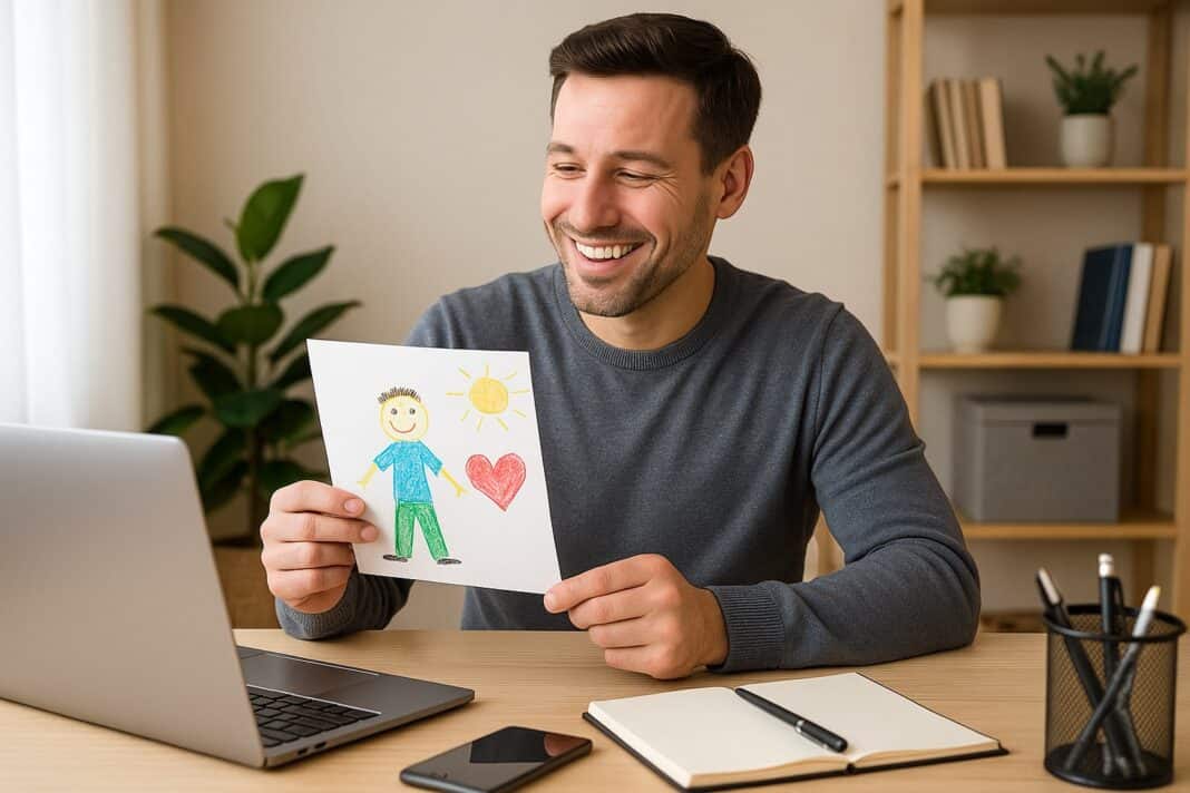 Zwischen Meetings und Meisterwerken – Papa-Moment am Schreibtisch