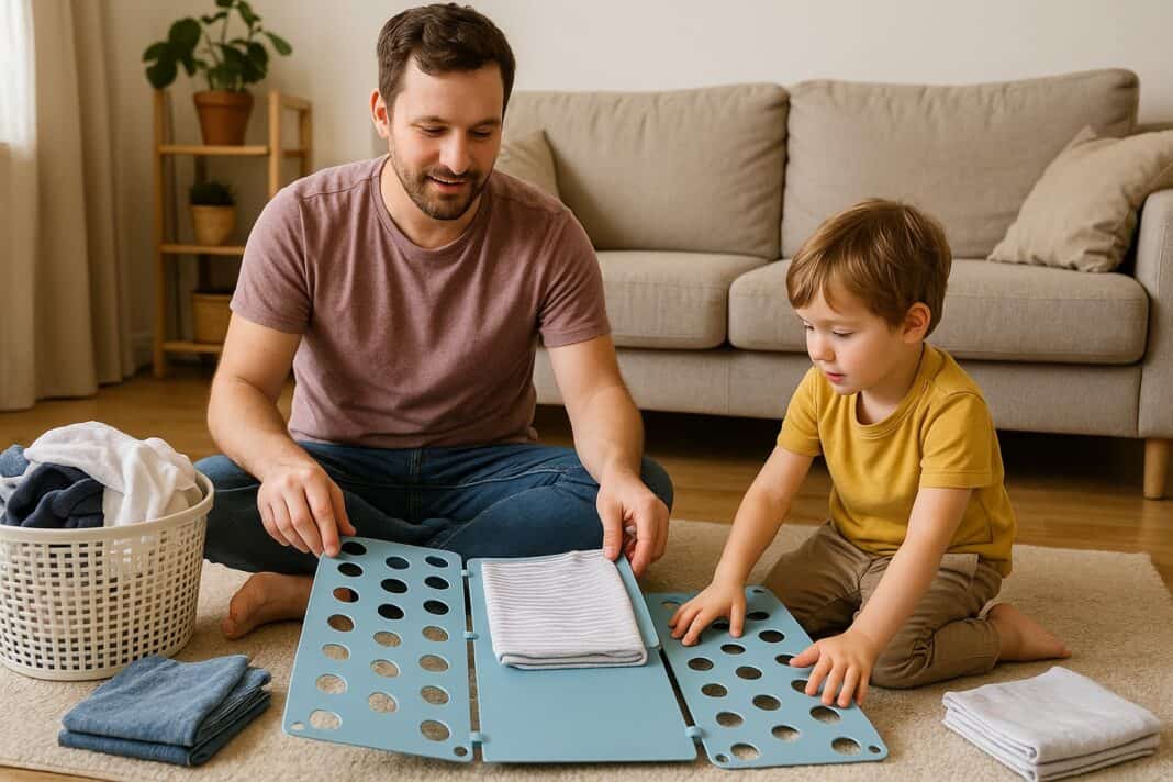Gemeinsam falten statt Chaos stapeln – Papa-Alltag mit System