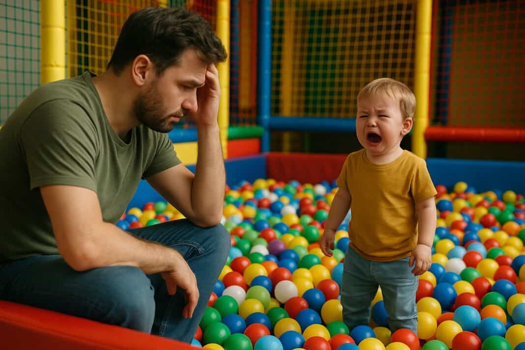 „Kunterbuntes Chaos & große Gefühle“ – Wenn das Bällebad zur Bühne echter Vater-Kind-Erfahrung wird.