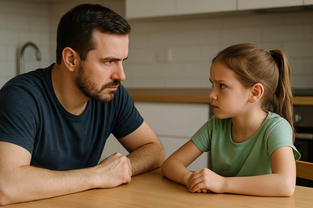 „Verhandlung auf Augenhöhe“ – Wenn Vater und Kind sich zwischen Löffel und Logik duellieren.